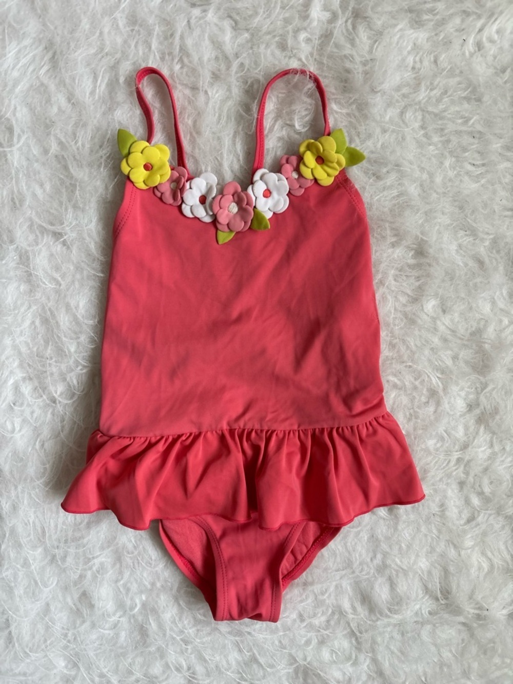 Gymboree Girls Feminine Coral Flower-Appliqué One Piece Swimsuit